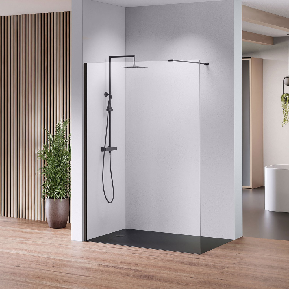 Стеклянная стационарная перегородка в душевую