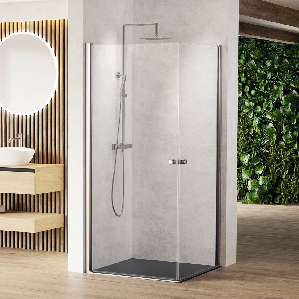 Душевая перегородка из стекла с распашными дверями