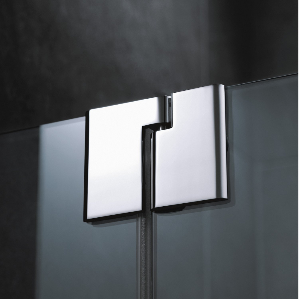 Стеклянная перегородка в душевую нишу с распашной дверью и добором